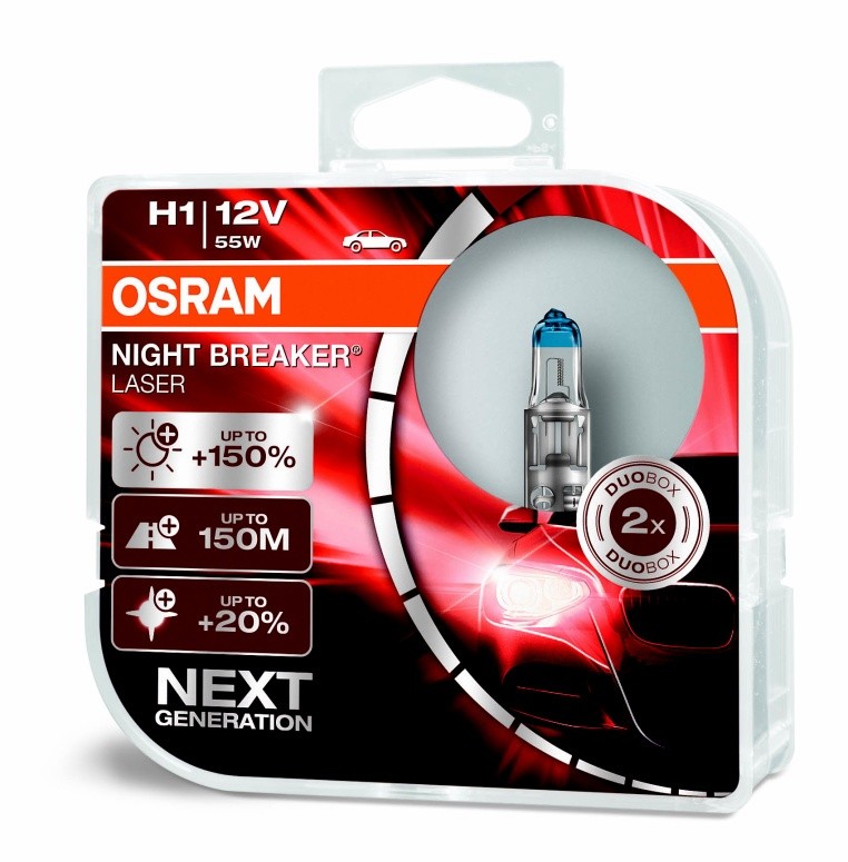 Autožárovky H1 12V 55W OSRAM Night Breaker Laser NEXT GENERATION, o 150% více světla