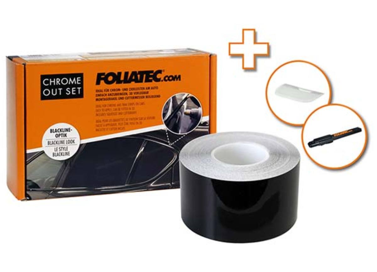 FOLIATEC Chrome Out Set - sada na změnu chromových lišt oken na černé, provedení: lesklé