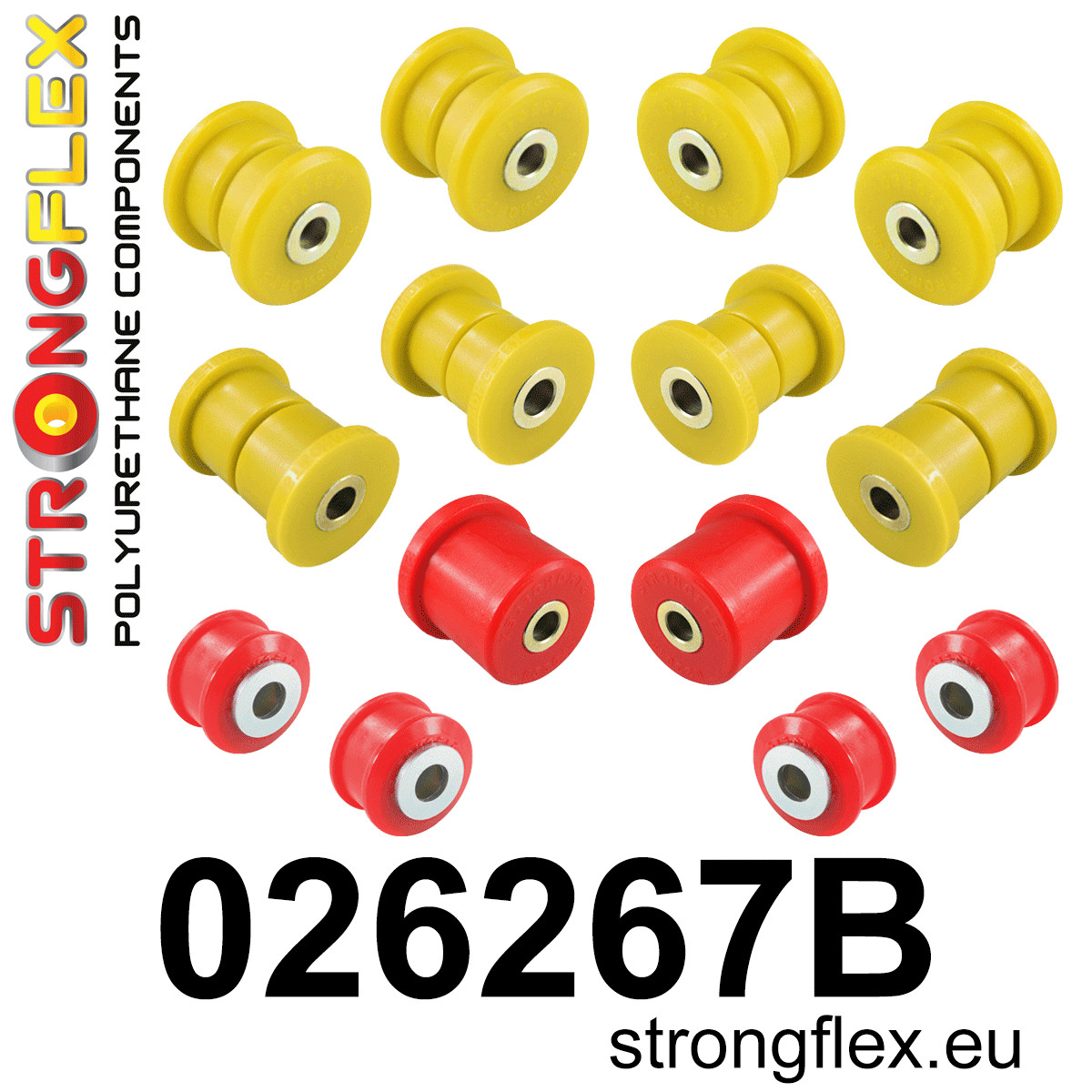026267B: Strongflex Sada silentbloků předního zavěšení 022012 Red