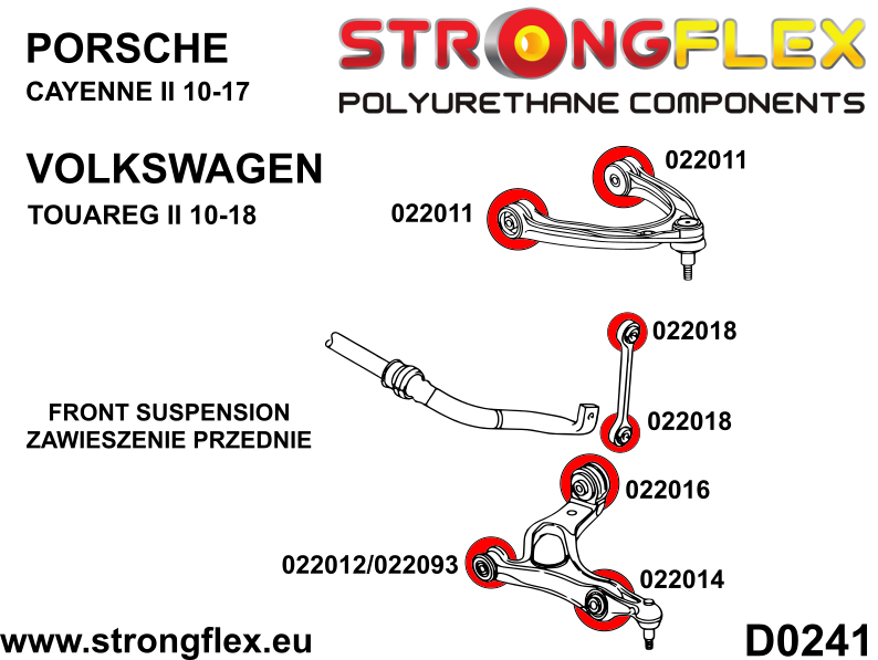 026267B: Strongflex Sada silentbloků předního zavěšení 022012 Red