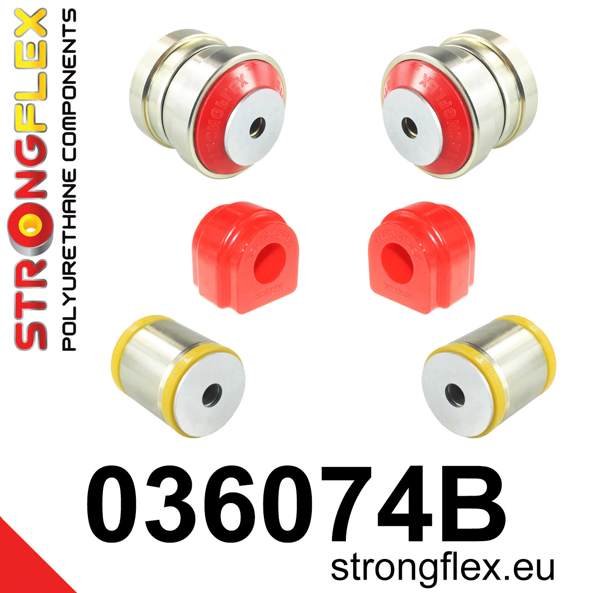 036074B: Strongflex Sada silentbloků předního zavěšení Custom Black