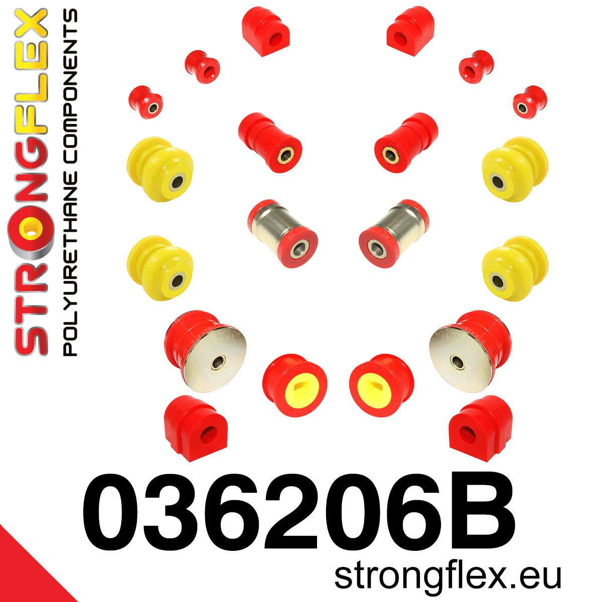 036206B: Strongflex Sada silentbloků zavěšení 26mm 15mm 031517 - 66mm 2 pcs Black