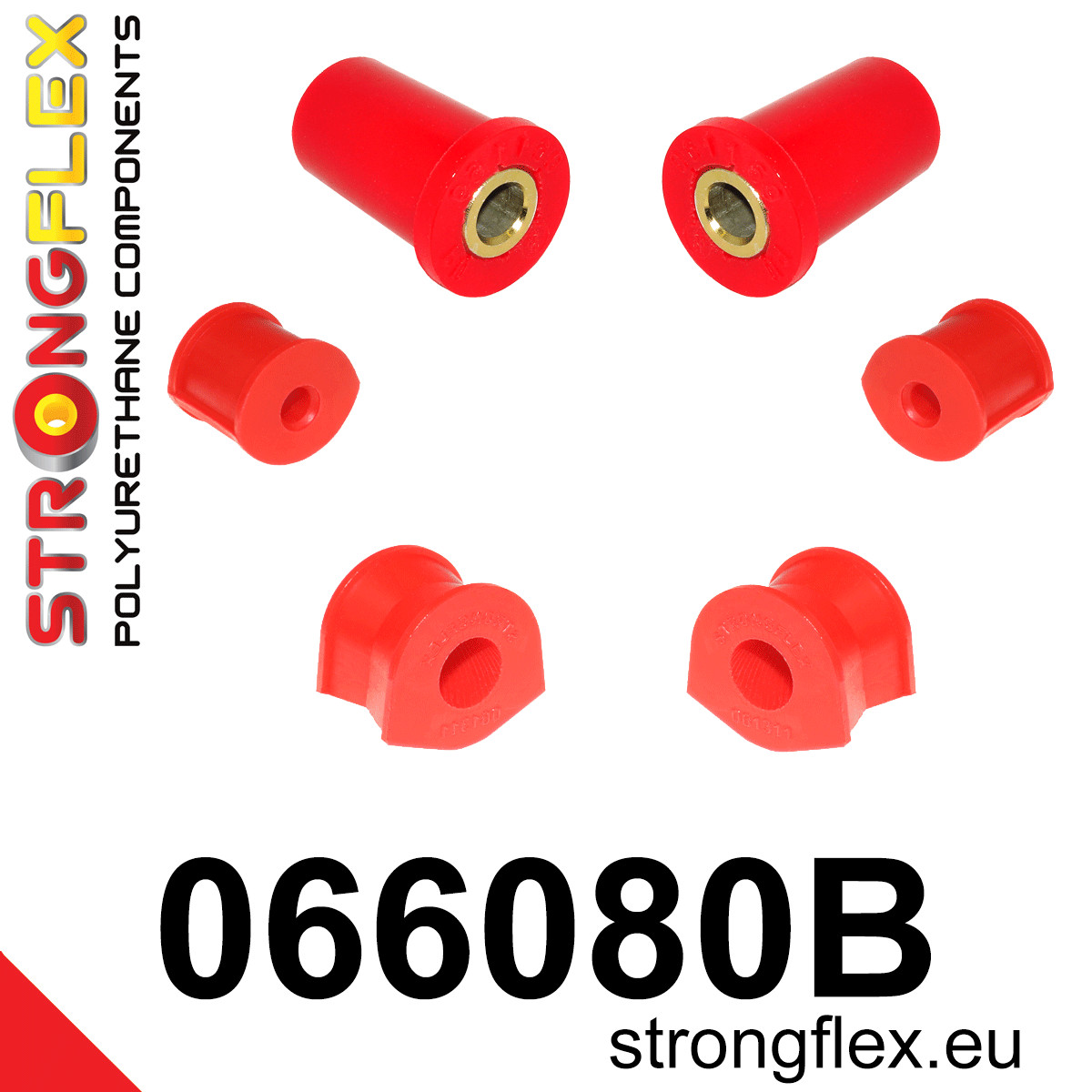 066080B: Strongflex Sada silentbloků předního zavěšení 18mm Red