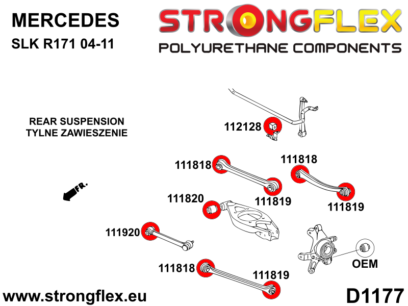 116306B: Strongflex Kompletní sada polyuretanových silentbloků pro zavěšení Custom 20mm Black