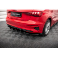 Maxton Design "Street Pro" difuzor zadního nárazníku pro Audi A3 8Y, plast ABS bez povrchové úpravy, s červenou linkou, Sportback