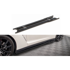 Maxton Design difuzory pod boční prahy pro Nissan GT-R R35 Facelift, černý lesklý plast ABS