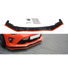 Maxton Design spoiler pod přední nárazník ver.4 pro Toyota GT86 FL, černý lesklý plast ABS, s červenou linkou