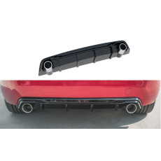 Maxton Design vložka zadního nárazníku s černými imitacemi koncovek výfuku pro Peugeot 308 Mk 2 GT, černý lesklý plast ABS