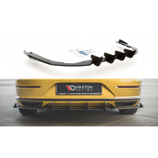Maxton Design "Racing durability" vložka zadního nárazníku s křidélky pro Volkswagen Arteon, černý lesklý plast ABS, s červenou linkou