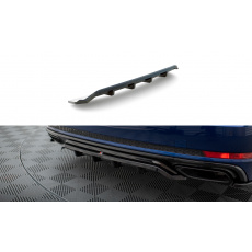Maxton Design středový spoiler pod zadní nárazník s žebrováním pro Audi A4 B9 Competition, černý lesklý plast ABS