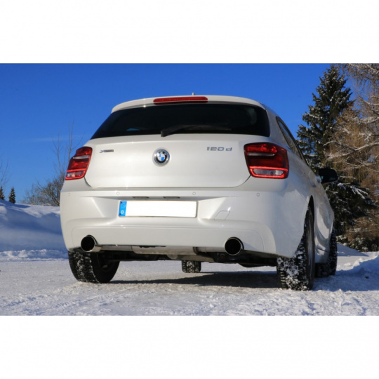 Fox Sportauspuff s koncovkou 1x100 Typ 10 na obou stranách pro BMW řada 1 F20, F21 s motorem 2.0 D, průřez výf. vedení 80 mm