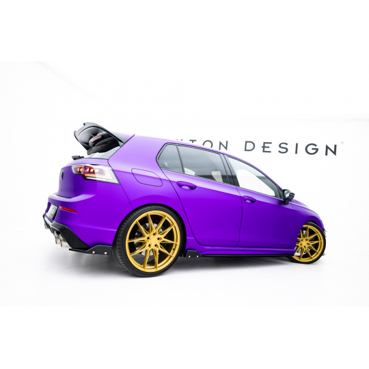 Maxton Design difuzory pod boční prahy s křidélky ver.2 pro Volkswagen Golf R Mk8, černý lesklý plast ABS