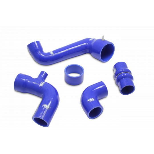 Samco Sport 5-dílná sada silikonových hadic pro vedení tlakového vzduchu pro Ford Fiesta RS 1990 - 1992 Turbo (With 25mm Dump Valve Connection on Crossover Hose), barva: modrá