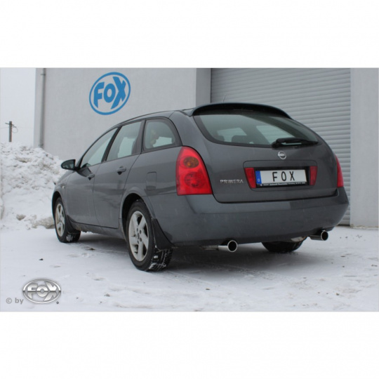 Fox Sportauspuff koncový tlumič výfuku s koncovkou 1x90 Typ 12 na obou stranách pro Nissan Primera P12 2002- s motorem 1.8, 2.0, Traveller
