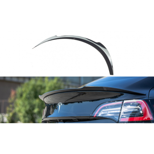 Maxton Design prodloužení spoileru pro Tesla Model 3 Mk1, černý lesklý plast ABS