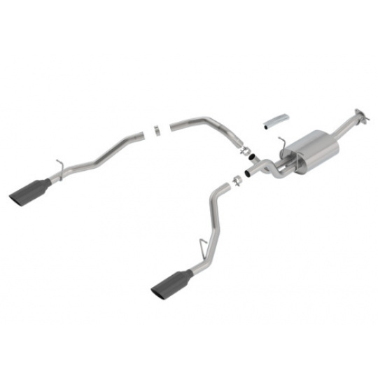 Borla Cat-Back výfukový systém "Touring" vedený skrz zadní nárazník, typ 36 pro Ram 1500 5.7l, automat. přev, CC/SHB (5´7"), WB 144.6", r.v. 2019-2020, typ koncovek: černé Borla Cat-Back výfukový systém "Touring" vedený skrz zadní nárazník, typ 36 pro Ram 1500 5.7l, automat. přev, CC/SHB (5´7"), WB 144.6", r.v. 2019-2020, typ koncovek: černé