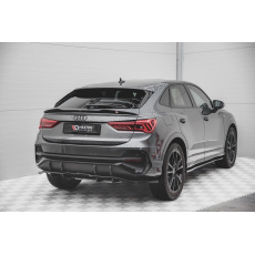 Maxton Design středový spoiler pod zadní nárazník s žebrováním pro Audi Q3 Sportback S-Line, černý lesklý plast ABS