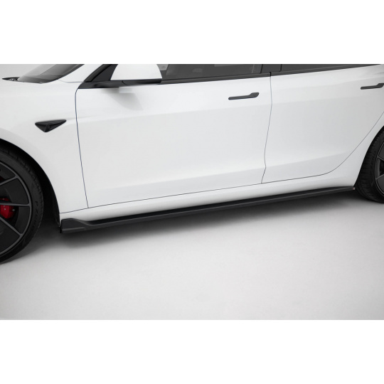 Maxton Design difuzory pod boční prahy ver.2 pro Tesla Model 3 Mk1, černý lesklý plast ABS