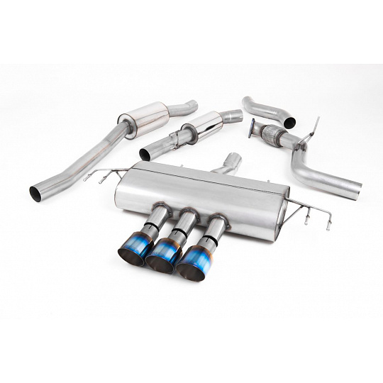 Milltek Sport výfukový systém cat-back s rezonátorem - Type-R Style pro Honda Civic FK7 1.5T Si 5-dvéř Hatch (bez OPF/GPF) 2015-2024, GT-100 titanově modré koncovky