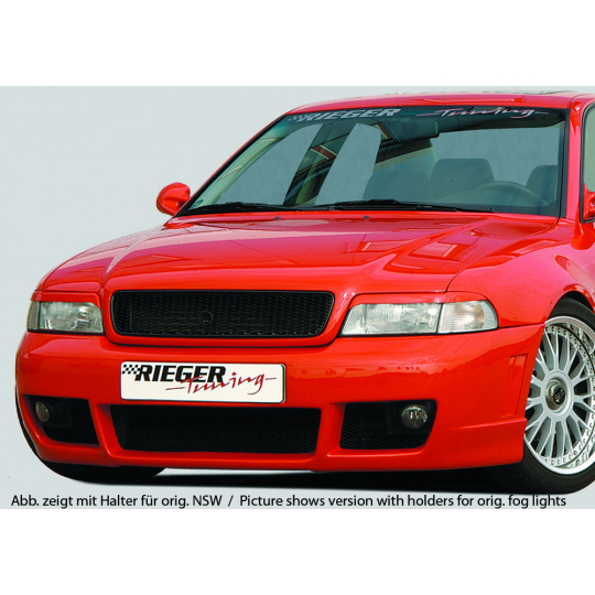 Rieger přední nárazník pro Audi A4 B5 avant, sedan, plast ABS bez povrchové úpravy, bez držáků originálních mlhových světel Rieger přední nárazník pro Audi A4 B5 avant, sedan, plast ABS bez povrchové úpravy, bez držáků originálních mlhových světel