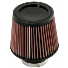 K&N univerzální kulatý zkosený filtr se vstupem 76 mm a výškou 127 mm, gumový vrchlík, vnější průměr vrchlíku 127 mm