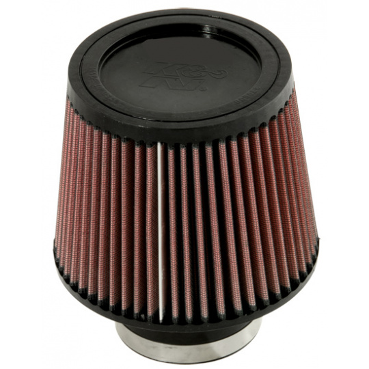 K&N univerzální kulatý zkosený filtr se vstupem 76 mm a výškou 127 mm, gumový vrchlík, vnější průměr vrchlíku 127 mm