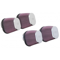 K&N sada univerzálních filtrů se vstupem 54 mm a výškou 102 mm, kovový vrchlík, 4 vzduchové filtry