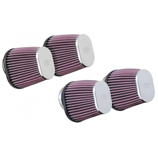 K&N sada univerzálních filtrů se vstupem 54 mm a výškou 102 mm, kovový vrchlík, 4 vzduchové filtry