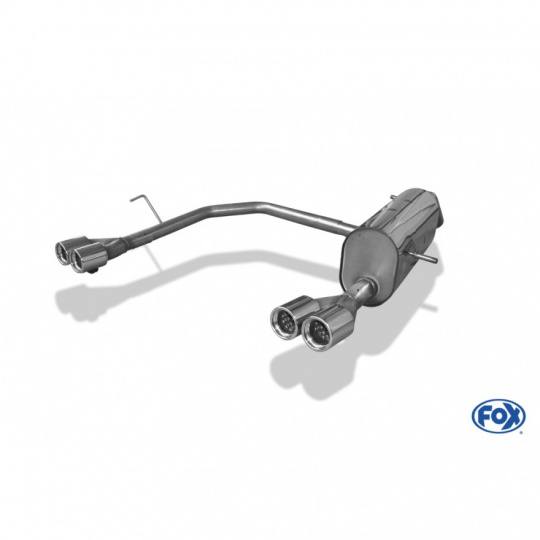 Fox Sportauspuff koncový tlumič výfuku s koncovkou 2x76 Typ 13 na obou stranách pro Peugeot 208 GTI 2012- s motorem 1.6