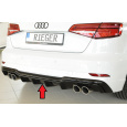 Rieger vložka zadního nárazníku pro Audi A3 8V 3-dvéř. (hatchback 8V1), 5-dvéř. (sportback 8VA) po faceliftu, plast ABS lakovaný do černé lesklé barvy, pro dvojité koncovky na obou stranách 4x90 mm