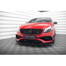 Maxton Design "Street Pro" spoiler pod přední nárazník pro Mercedes třída A W176 45 AMG Aero, plast ABS bez povrchové úpravy, s červenou linkou