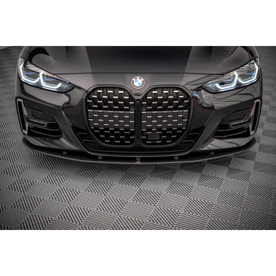 Maxton Design "Street Pro" spoiler pod přední nárazník pro BMW řada 4 G22/M-Pack, plast ABS bez povrchové úpravy, s červenou linkou