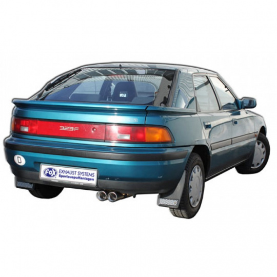 Fox Sportauspuff koncový tlumič výfuku s přírubou s koncovkou 2x80 Typ 13 pro Mazda MX3 1989-1994 s motorem 1.6, 1.8 Fox Sportauspuff koncový tlumič výfuku s přírubou s koncovkou 2x80 Typ 13 pro Mazda MX3 1989-1994 s motorem 1.6, 1.8