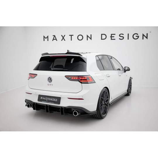 Maxton Design "Racing durability" zadní difuzor ver.2 pro Volkswagen Golf GTI Mk8, plast ABS bez povrchové úpravy, s černou a červenou linkou