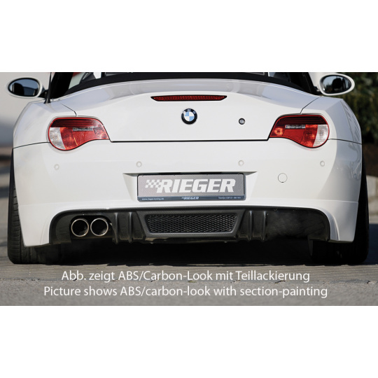 Rieger spoiler pod zadní nárazník pro BMW Z4 E85 kupé, roadster po faceliftu r.v. 01/06-03/09, plast ABS s povrchovou úpravou Carbon-Look, pro orig. dvojitou koncovku vlevo