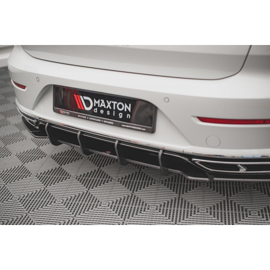 Maxton Design "Street Pro" difuzor zadního nárazníku pro Volkswagen Arteon R-Line Facelift, plast ABS bez povrchové úpravy, s červenou linkou