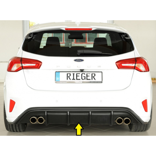 Rieger vložka zadního nárazníku pro Ford Focus 4 DEH, ST 5-dvéř. (hatchback), plast ABS bez povrchové úpravy, pro dvojité koncovky na obou stranách 4x80 mm