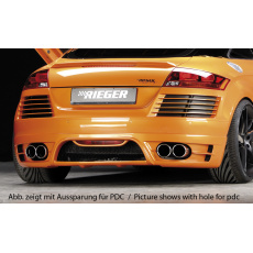 Rieger zadní nárazník pro Audi TT 8J kupé, roadster, plast ABS bez povrchové úpravy, pro vozy bez parkovacího asistenta (PDC), pro dvojité koncovky na obou stranách