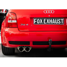 Fox Sportauspuff koncový a středový tlumič včetně Y-adaptéru pro připojení na originální downpipe s koncovkou 2x90 Typ 25 dvojitá pro Audi RS4 B5 s motorem 2.7 Fox Sportauspuff koncový a středový tlumič včetně Y-adaptéru pro připojení na originální downpipe s koncovkou 2x90 Typ 25 dvojitá pro Audi RS4 B5 s motorem 2.7