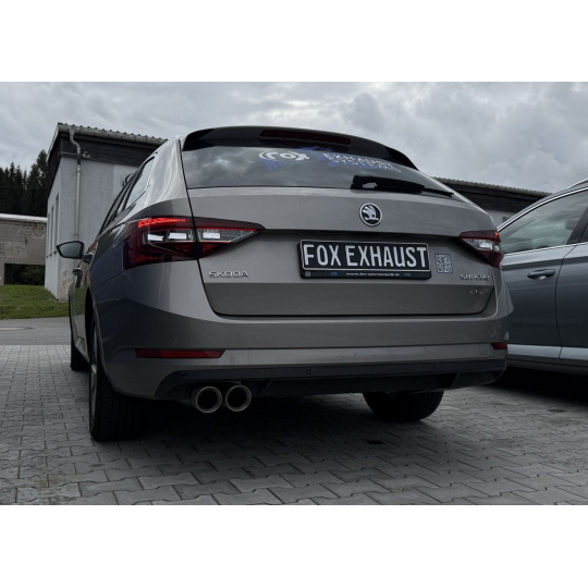 Fox Sportauspuff koncový tlumič výfuku s koncovkou 2x90 Typ 25 pro Škoda Superb s motorem 2.0 TDI Fox Sportauspuff koncový tlumič výfuku s koncovkou 2x90 Typ 25 pro Škoda Superb s motorem 2.0 TDI