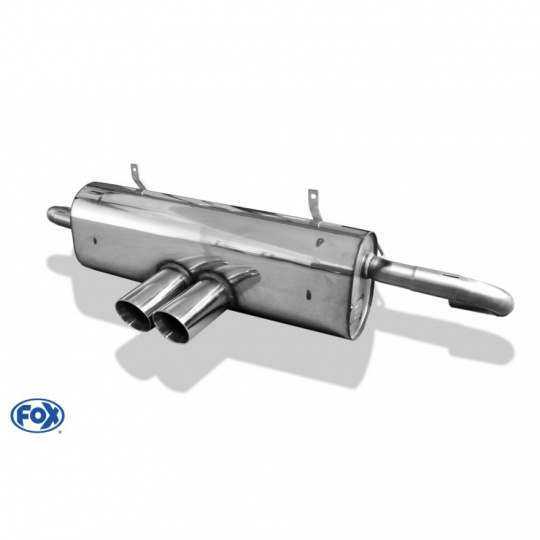 Fox Sportauspuff koncový tlumič výfuku s vývodem uprostřed s koncovkou 2x80 Typ 25 pro Porsche Boxster 986 1999- s motorem 2.7, 3.2