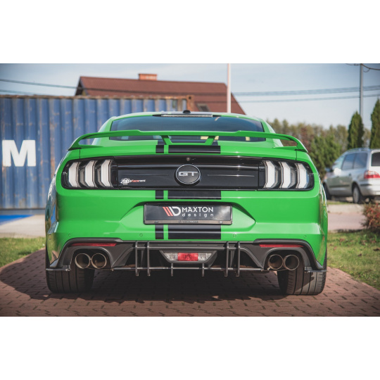 Maxton Design "Racing durability" difuzor pod zadní nárazník pro Ford Mustang MK6 GT Facelift, plast ABS bez povrchové úpravy, s černou a červenou linkou