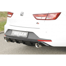 Rieger vložka zadního nárazníku pro Seat Leon FR 5F 5-dvéř. (ST/Combi) před faceliftem, plast ABS lakovaný do černé lesklé barvy, pro sportovní koncovky na obou stranách 100 mm