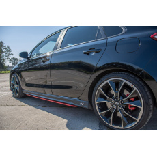 Maxton Design difuzory pod boční prahy ver.2 pro Hyundai i30 N Mk3, červený lesklý plast ABS