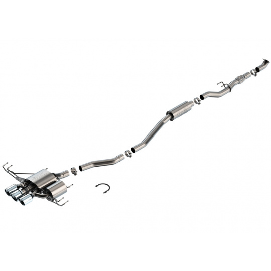 Borla Cat-Back výfukový systém "S-Type" pro Honda Civic Type R, 2,0L Turbo, manual, FWD, 4-dveř., r.v. 2023-2024, typ koncovek: chromové Borla Cat-Back výfukový systém "S-Type" pro Honda Civic Type R, 2,0L Turbo, manual, FWD, 4-dveř., r.v. 2023-2024, typ koncovek: chromové