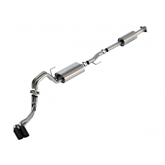 Borla Cat-Back výfukový systém "Touring" pro Ford F-150 2,7l/3,5l V6 s aut. převodovkou, 4-dvéř., 2WD/4WD, CC/SHB (5' 7"), EC/SB (6' 7") s rozvorem 145,4", r.v. 2021-, typ koncovek: černé Borla Cat-Back výfukový systém "Touring" pro Ford F-150 2,7l/3,5l V6 s aut. převodovkou, 4-dvéř., 2WD/4WD, CC/SHB (5' 7"), EC/SB (6' 7") s rozvorem 145,4", r.v. 2021-, typ koncovek: černé