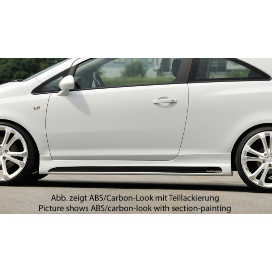 Rieger boční práh mont. strana levá pro Opel Corsa D 3-dvéř. vč. faceliftu, r.v. 01/11-, 07/06-12/10, plast ABS s povrchovou úpravou Carbon-Look, s prolisem a výřezem Rieger boční práh mont. strana levá pro Opel Corsa D 3-dvéř. vč. faceliftu, r.v. 01/11-, 07/06-12/10, plast ABS s povrchovou úpravou Carbon-Look, s prolisem a výřezem