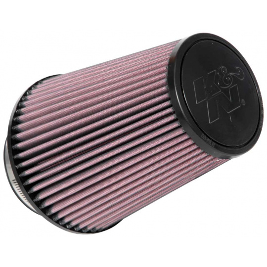 K&N univerzální kulatý zkosený filtr se vstupem 102 mm a výškou 203 mm, gumový vrchlík, délka vstupní příruby 44 mm