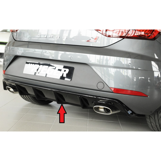 Rieger vložka zadního nárazníku pro Seat Leon Cupra 5F 3-dvéř. (sc), 5-dvéř. po faceliftu, plast ABS lakovaný do černé lesklé barvy Rieger vložka zadního nárazníku pro Seat Leon Cupra 5F 3-dvéř. (sc), 5-dvéř. po faceliftu, plast ABS lakovaný do černé lesklé barvy