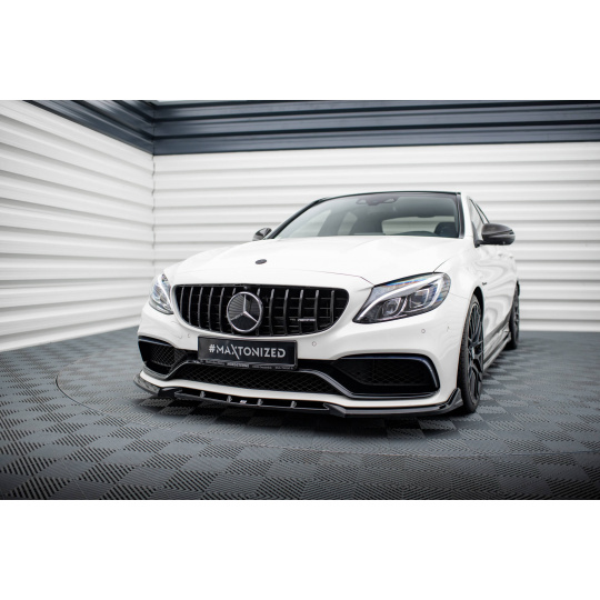 Maxton Design spoiler pod přední nárazník ver.2 pro Mercedes třída C W205/C63 AMG, černý lesklý plast ABS, Sedan/Combi